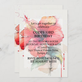 Rode Hibiscus Flower Art Verjaardagsfeest Kaart