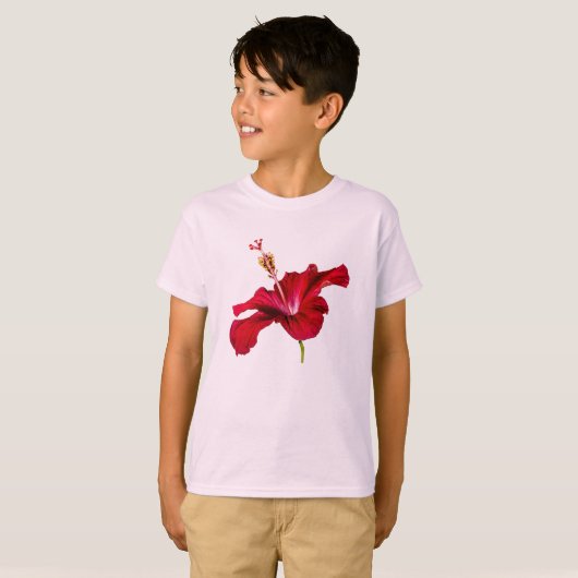 Rode Hibiscus Flower Side Uitzicht Kind T-shirt (Voorkant volledig)
