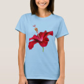 Rode Hibiscus Flower Side Uitzicht Vrouwen T-shirt (Voorkant)