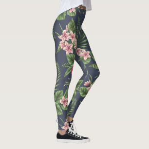 Rode Hibiscus Flowers Donkere leggings