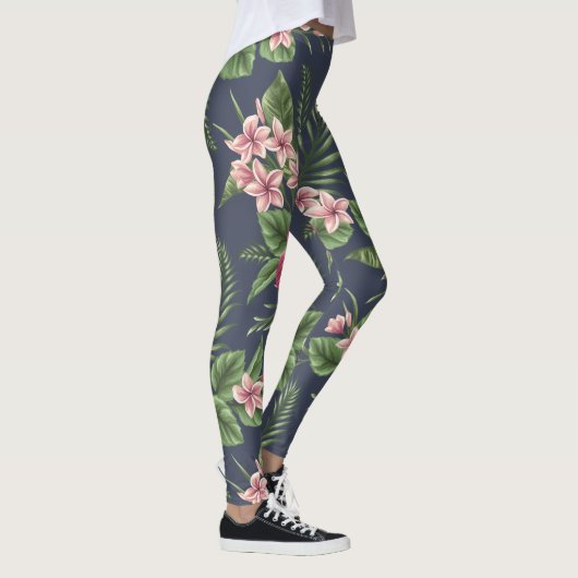 Rode Hibiscus Flowers Donkere leggings (Rechts)