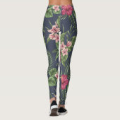 Rode Hibiscus Flowers Donkere leggings (Achterkant)