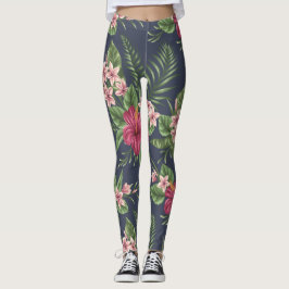 Rode Hibiscus Flowers Donkere leggings