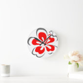 Rode hibiscus Hawaii themacadeaus Ronde Klok (Huis)