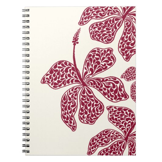 Rode Hibiscus Kunst Bloemige Notitieboek (Voorkant)