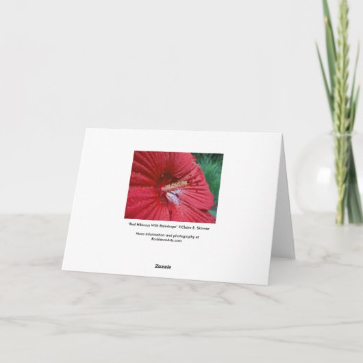 Rode Hibiscus met Regendruppels Kaart (Achterkant)