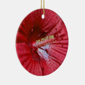 Rode hibiscus met regendruppels keramisch ornament (Rechts)