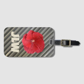 Rode Hibiscus Modern Bold Smokey Grijze Strepen Bagagelabel (Voorkant (horizontaal))