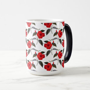 Rode Hibiscus Naadloos Bloemontwerp Magische Mok