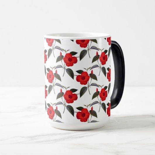  Rode Hibiscus Naadloos Bloemontwerp Magische Mok (Voorkant rechts)