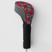 Rode hibiscus op sinaasappel golfheadcover (Schuin)