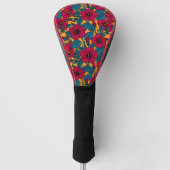 Rode hibiscus op sinaasappel golfheadcover (Voorkant)