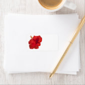 Rode Hibiscus op wit - Gepersonaliseerd Sjabloon Etiket (Insitu)