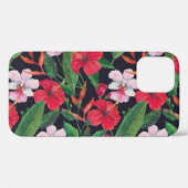 Rode hibiscus, orchideeën, tropische waterverf. Case-Mate iPhone case (Achterkant (horizontaal))