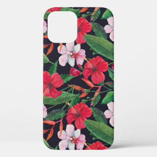 Rode hibiscus, orchideeën, tropische waterverf. Case-Mate iPhone case