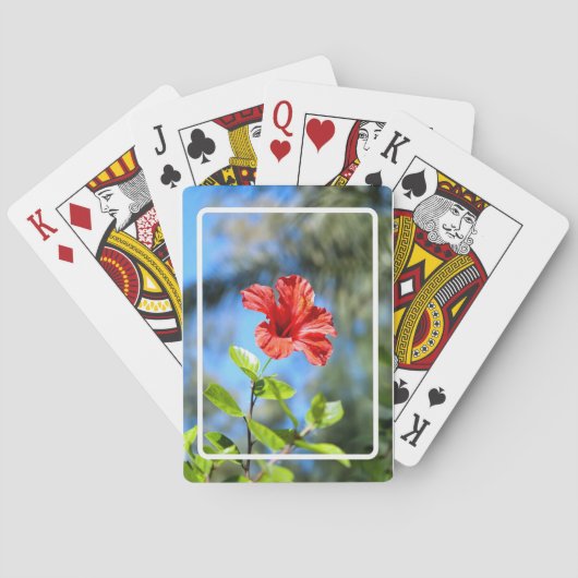 Rode Hibiscus Pokerkaarten (Achterkant)