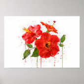 Rode Hibiscus Poster (Voorkant)