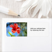 Rode Hibiscus Retouradreslabel Etiket (Insitu)