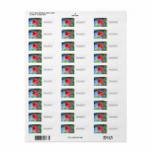 Rode Hibiscus Retouradreslabel Etiket (Full Sheet)