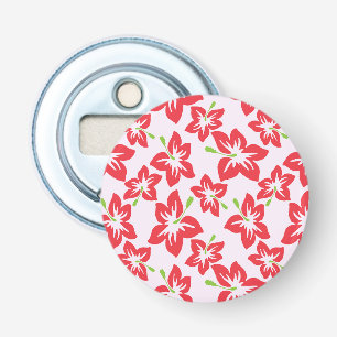 Rode Hibiscus, Rode Bloemen, Bloempatroon Button Flesopener