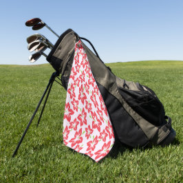 Rode Hibiscus, Rode Bloemen, Bloempatroon Golfhanddoek