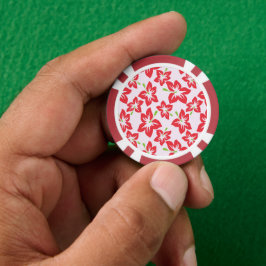 Rode Hibiscus, Rode Bloemen, Bloempatroon Poker Chips