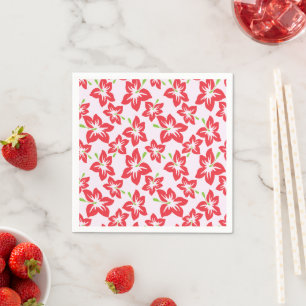 Rode Hibiscus, Rode Bloemen, Bloempatroon Servet