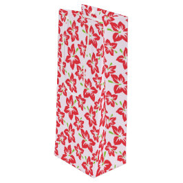 Rode Hibiscus, Rode Bloemen, Bloempatroon Wijn Cadeautas