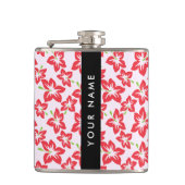 Rode Hibiscus, Rode Bloemen, Je Naam Heupfles (Voorkant)