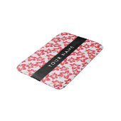 Rode Hibiscus, Rode bloemen, Jouw naam Badmat (Gekanteld)