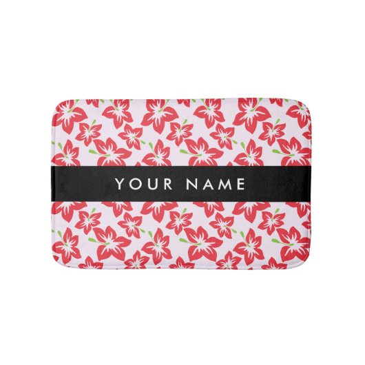 Rode Hibiscus, Rode bloemen, Jouw naam Badmat (Voorkant)