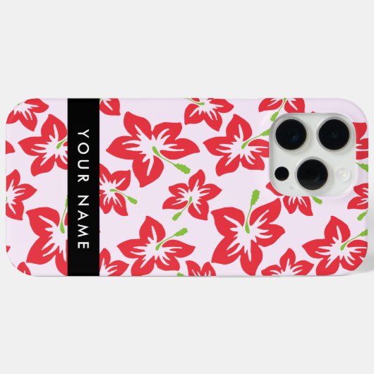 Rode Hibiscus, Rode bloemen, Jouw naam Case-Mate iPhone Case (Achterkant (horizontaal))