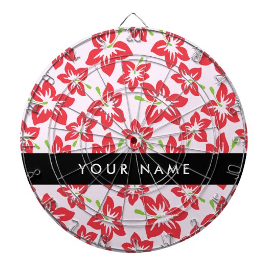 Rode Hibiscus, Rode bloemen, Jouw naam Dartbord (Voorkant)