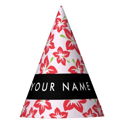 Rode Hibiscus, Rode bloemen, Jouw naam Feesthoedjes (Voorkant)