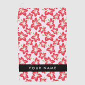 Rode Hibiscus, Rode bloemen, Jouw naam Golfhanddoek (Voorkant)