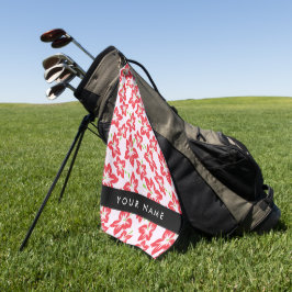 Rode Hibiscus, Rode bloemen, Jouw naam Golfhanddoek