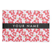 Rode Hibiscus, Rode bloemen, Jouw naam Kussensloop (Achterkant)