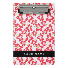 Rode Hibiscus, Rode bloemen, Jouw naam Mini Klembord