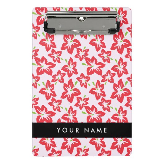 Rode Hibiscus, Rode bloemen, Jouw naam Mini Klembord (Voorkant)