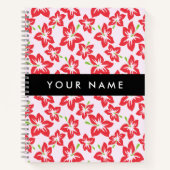 Rode Hibiscus, Rode bloemen, Jouw naam Notitieboek (Voorkant)