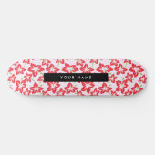 Rode Hibiscus, Rode bloemen, Jouw naam Persoonlijk Skateboard (Horizontaal)