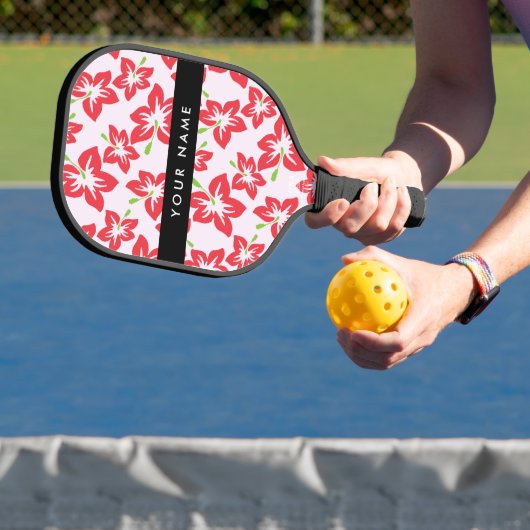 Rode Hibiscus, Rode bloemen, Jouw naam Pickleball Paddle (Insitu)