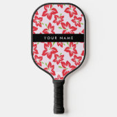Rode Hibiscus, Rode bloemen, Jouw naam Pickleball Paddle (Voorkant)