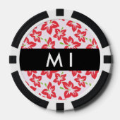 Rode Hibiscus, Rode bloemen, Jouw naam Poker Chips (Voorkant)