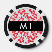 Rode Hibiscus, Rode bloemen, Jouw naam Poker Chips (Achterkant)