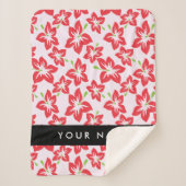 Rode Hibiscus, Rode bloemen, Jouw naam Sherpa Deken (Voorkant)