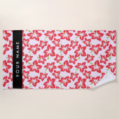 Rode Hibiscus, Rode bloemen, Jouw naam Strandlaken (Voorkant)