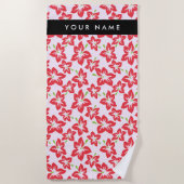 Rode Hibiscus, Rode bloemen, Jouw naam Strandlaken (Voorkant)