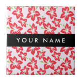 Rode Hibiscus, Rode bloemen, Jouw naam Tegeltje (Voorkant)