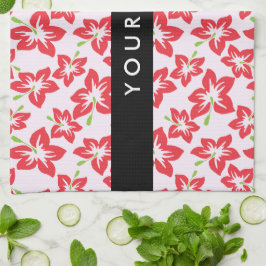 Rode Hibiscus, Rode bloemen, Jouw naam Theedoek